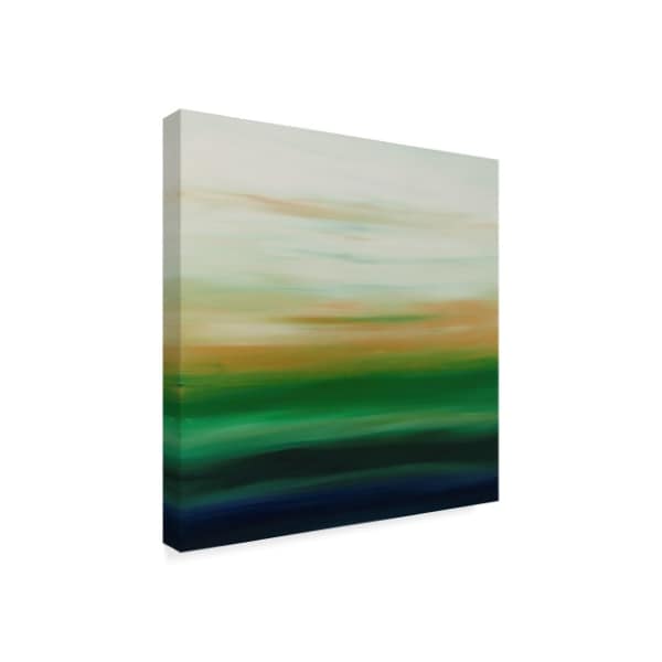 Hilary Winfield 'Sunset Stripes Green White' Canvas Art,18x18